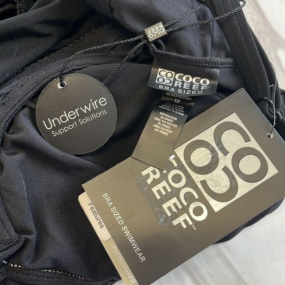 NWT Coco‎ Reef | Black Flourish Bra Sized Tier Mesh Underwire Tankini Top 32C - Picture 5 of 5